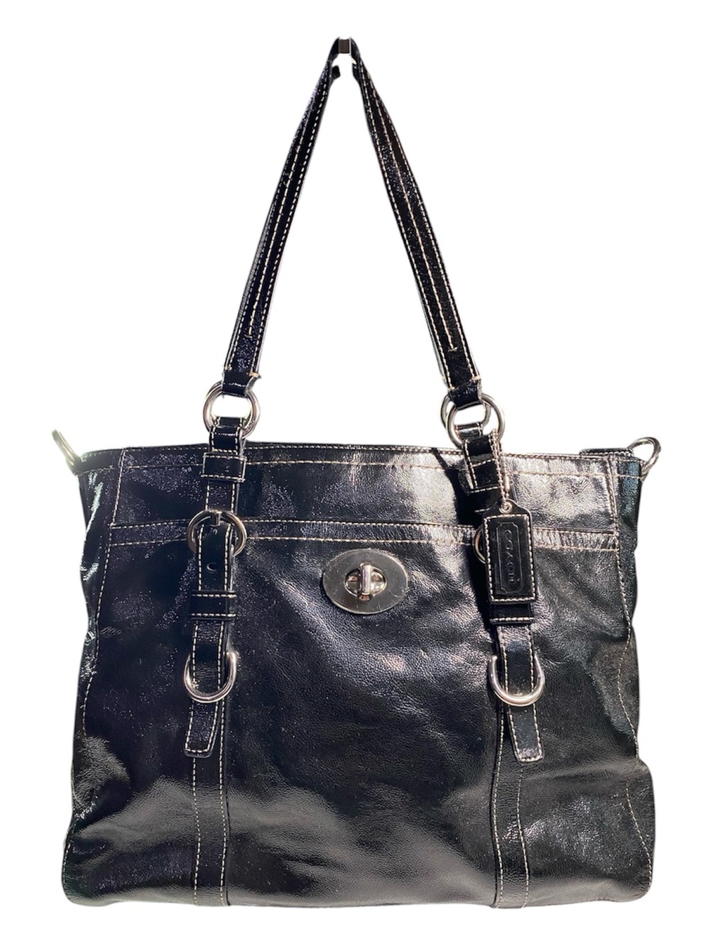 Coach Chelsea Tote Bag Black Patent Leather Glossy McBling Era 2009